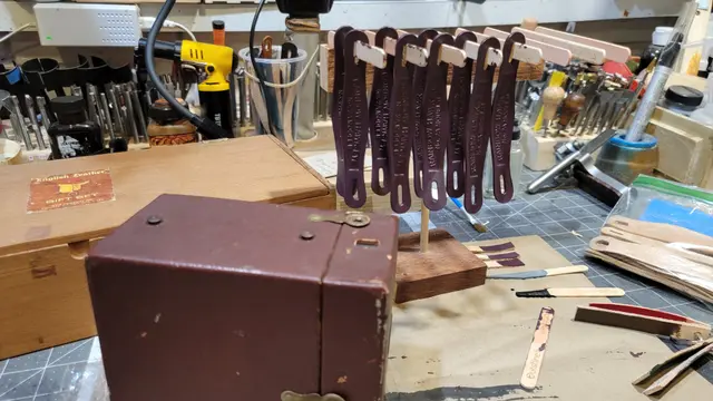 Hawk-Eye camera with hand-painted strap detail